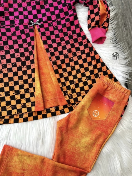Bügelbild - " Tasche - SMILIE Verlauf MAGENTA/ORANGE  " - Höhe 9 cm